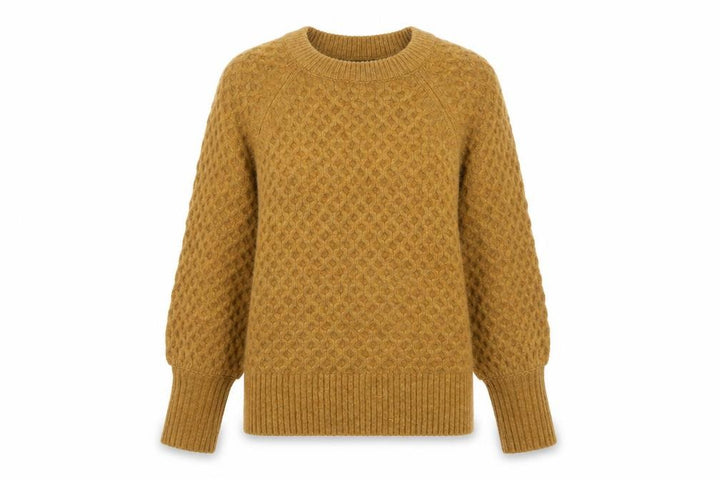 Topshop Women Mustard Cable-Knit Wool Blend Jumper UK 10
