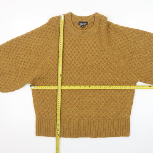 Topshop Women Mustard Cable-Knit Wool Blend Jumper UK 10