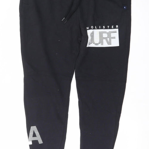 Hollister Men’s Black XL Jogger Sweatpants with Logo Print