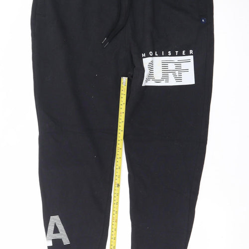 Hollister Men’s Black XL Jogger Sweatpants with Logo Print