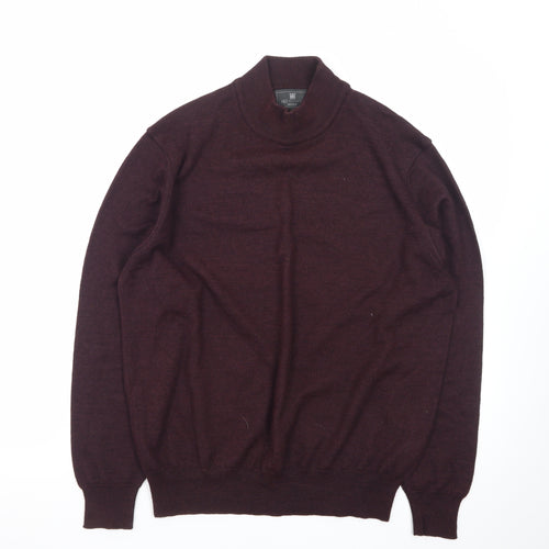Marks and Spencer Men’s Brown Wool Blend Roll Neck Jumper Size L