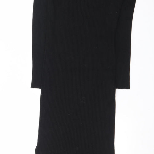 New Look Women's Black Size 12 Knit Bodycon Midi Dress