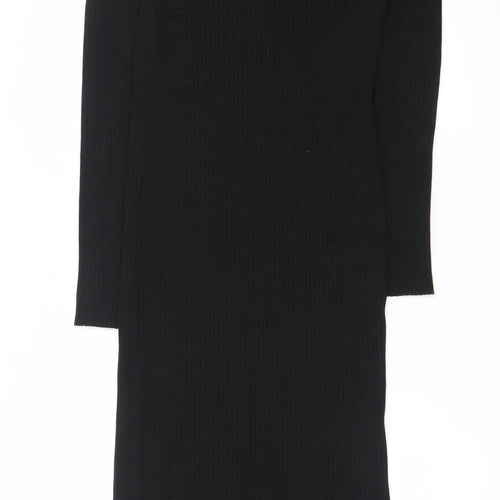 New Look Women's Black Size 12 Knit Bodycon Midi Dress