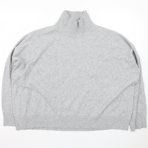 French Connection Women Grey Roll Neck Jumper M Knit Wool Blend