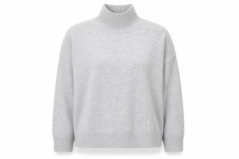 French Connection Women Grey Roll Neck Jumper M Knit Wool Blend