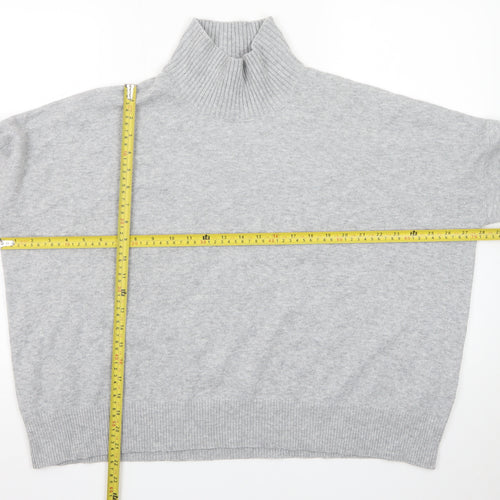 French Connection Women Grey Roll Neck Jumper M Knit Wool Blend