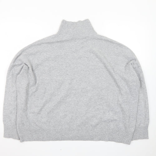 French Connection Women Grey Roll Neck Jumper M Knit Wool Blend