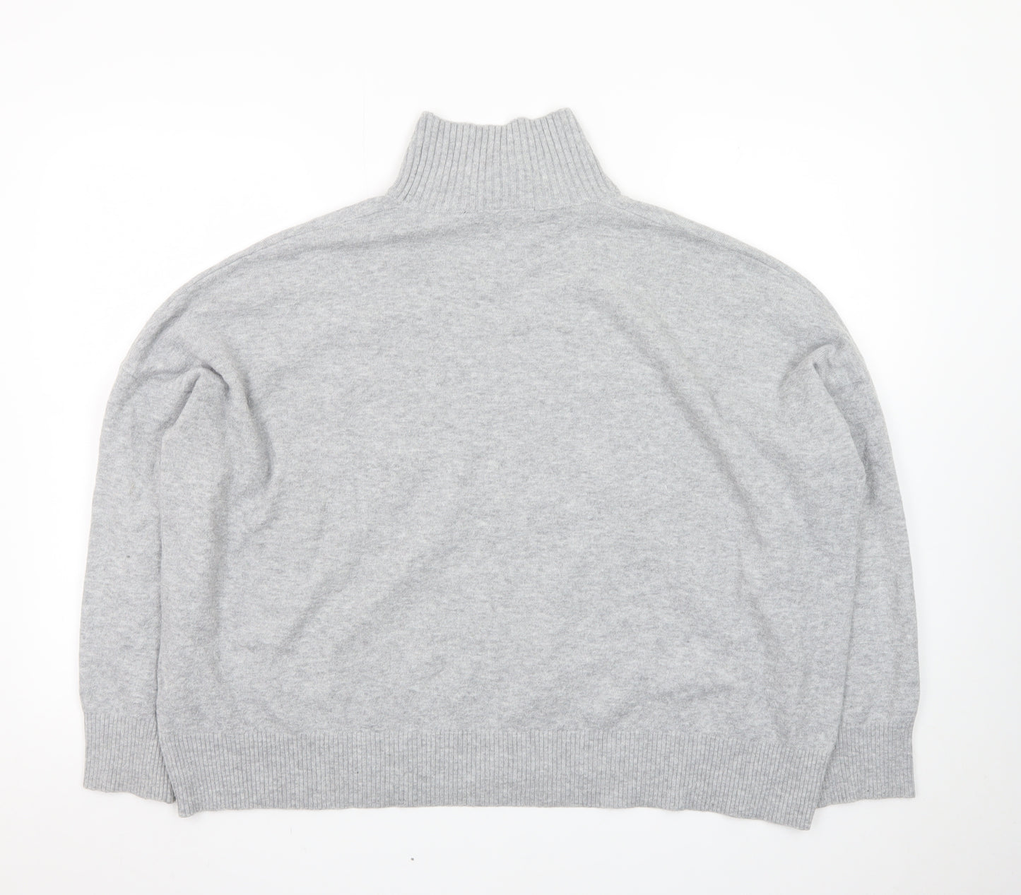 French Connection Women Grey Roll Neck Jumper M Knit Wool Blend