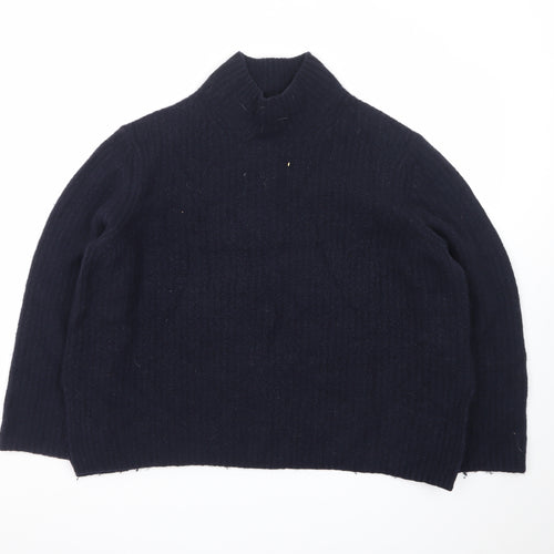 Whistles Women's Black Mock Neck Wool Blend Knit Jumper Size M
