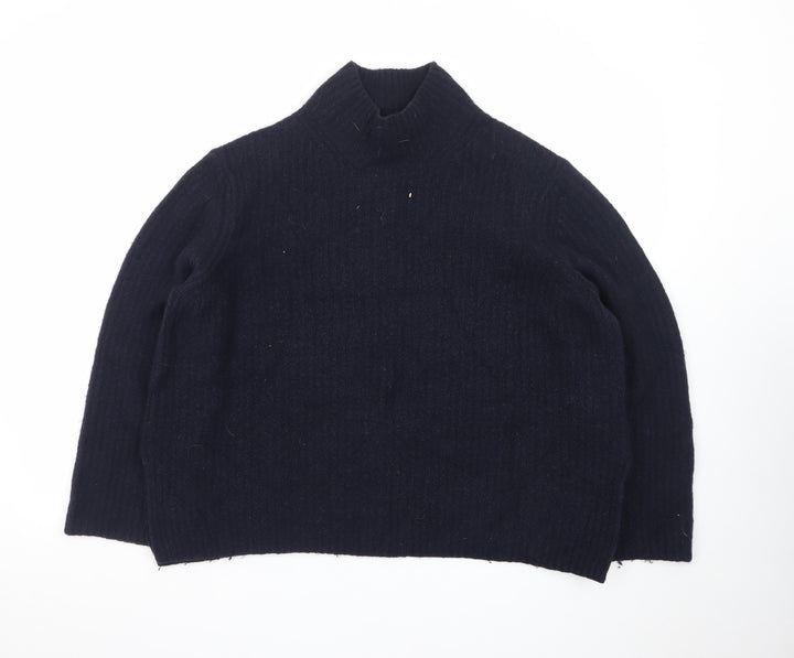 Whistles Women's Black Mock Neck Wool Blend Knit Jumper Size M