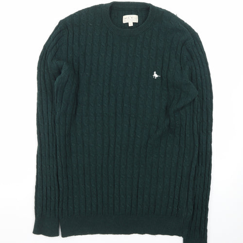 Jack Wills Womens Green Cable-Knit Pullover Jumper Size S