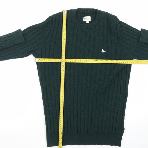 Jack Wills Womens Green Cable-Knit Pullover Jumper Size S