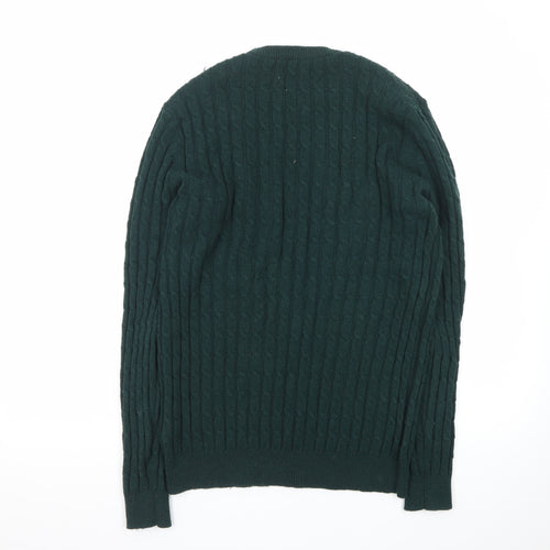 Jack Wills Womens Green Cable-Knit Pullover Jumper Size S