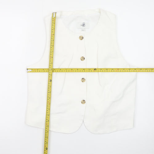 Marks and Spencer Women White Linen Blend Sleeveless Button Blouse Size 16
