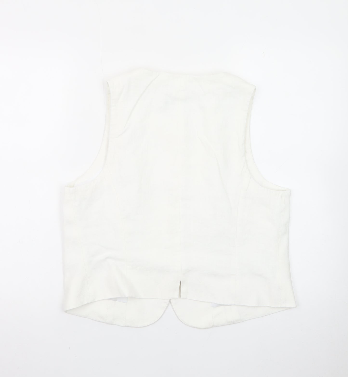 Marks and Spencer Women White Linen Blend Sleeveless Button Blouse Size 16