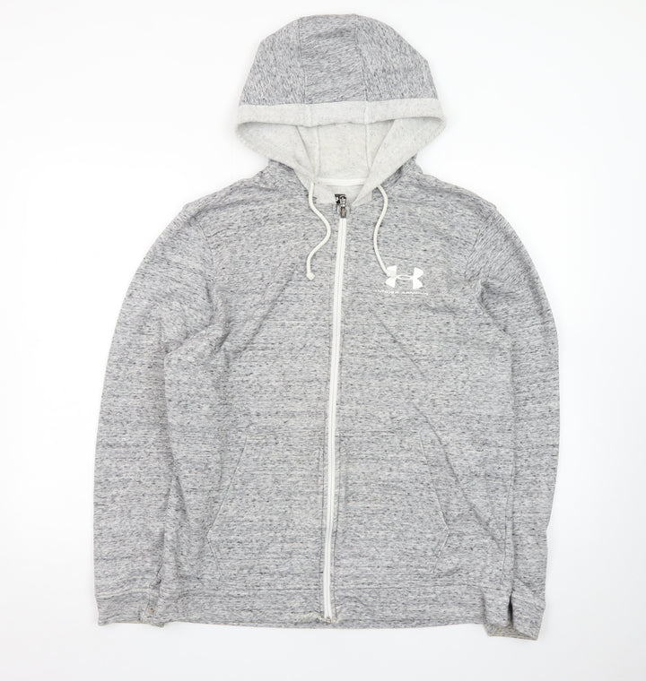 Under Armour Mens Grey Full Zip Hoodie Size L Regular Fit