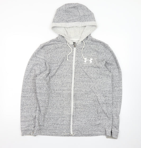 Under Armour Mens Grey Full Zip Hoodie Size L Regular Fit