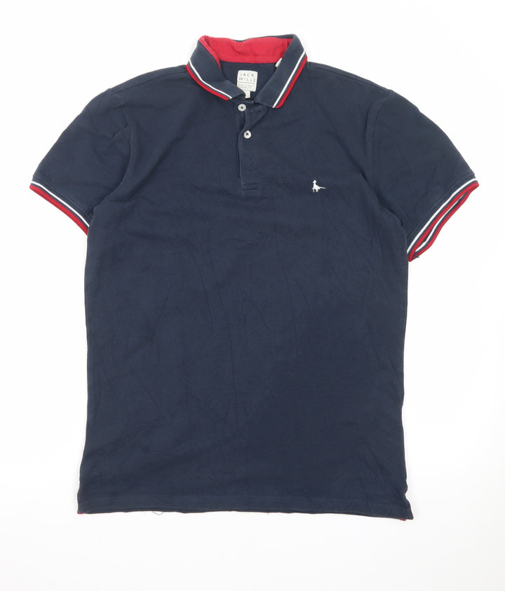 Jack Wills Men's Blue Small Slim Fit Cotton Polo Shirt