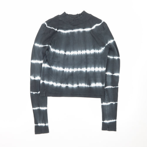 ASOS Women’s Black Tie-Dye Cropped Long Sleeve Mock Neck Top Size 12