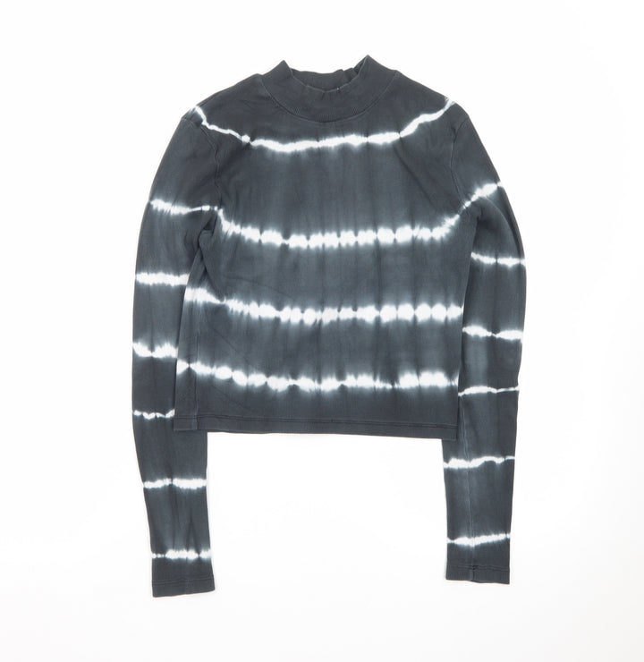 ASOS Women’s Black Tie-Dye Cropped Long Sleeve Mock Neck Top Size 12