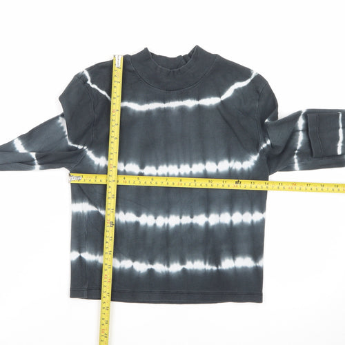 ASOS Women’s Black Tie-Dye Cropped Long Sleeve Mock Neck Top Size 12