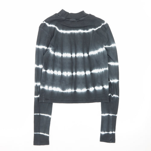 ASOS Women’s Black Tie-Dye Cropped Long Sleeve Mock Neck Top Size 12