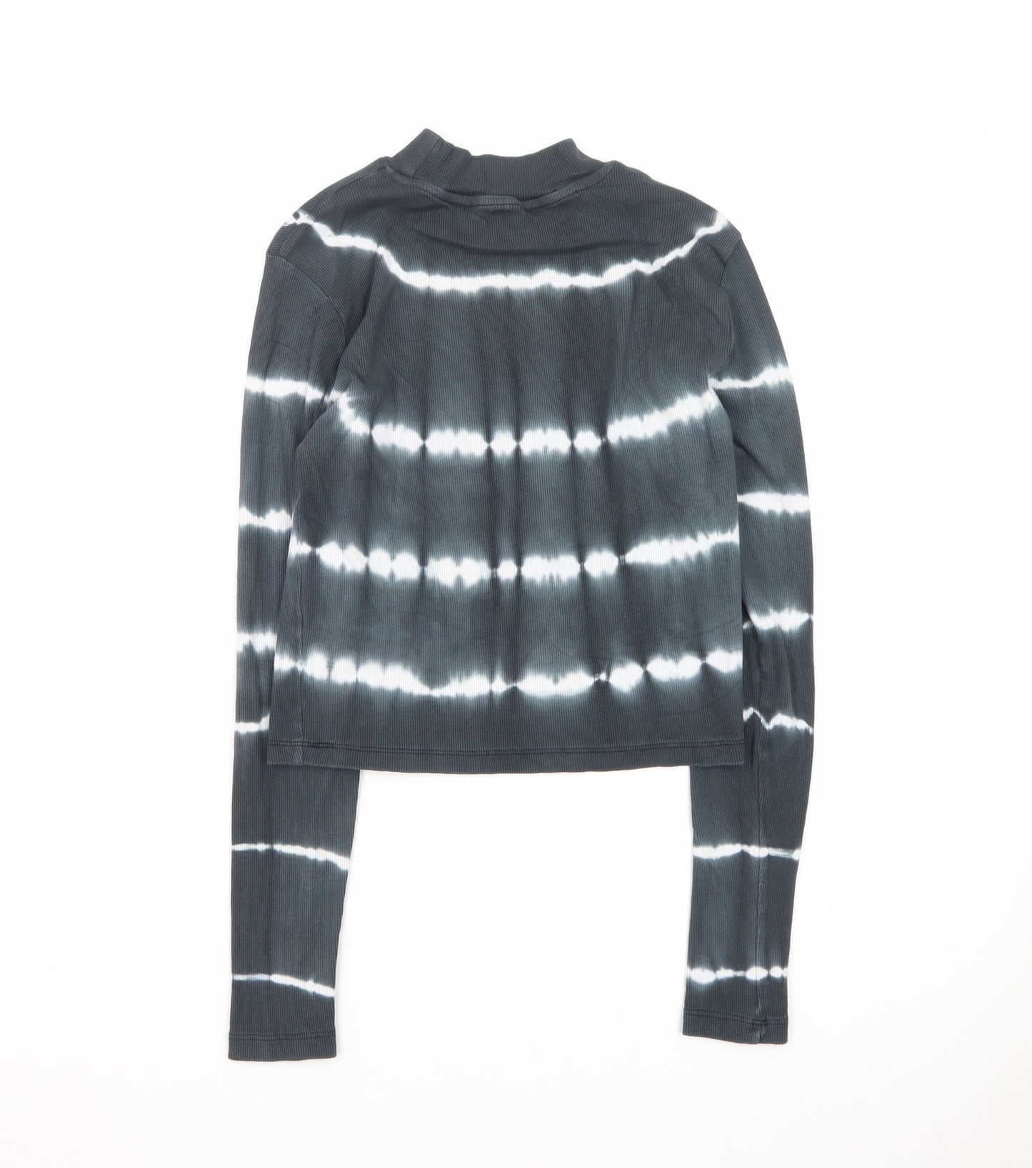 ASOS Women’s Black Tie-Dye Cropped Long Sleeve Mock Neck Top Size 12