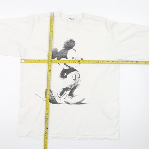 Disney Women’s White Long Sleeve Mickey Mouse Cotton T-Shirt M