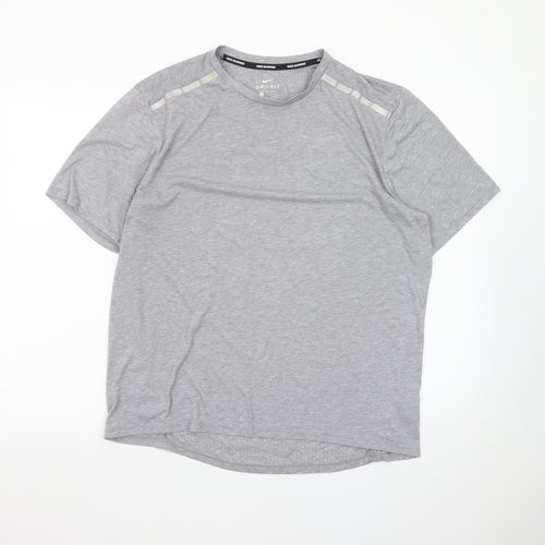Nike Men's Grey Dri-Fit Running T-Shirt Size L Athletic Fit