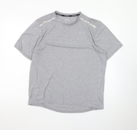 Nike Men's Grey Dri-Fit Running T-Shirt Size L Athletic Fit