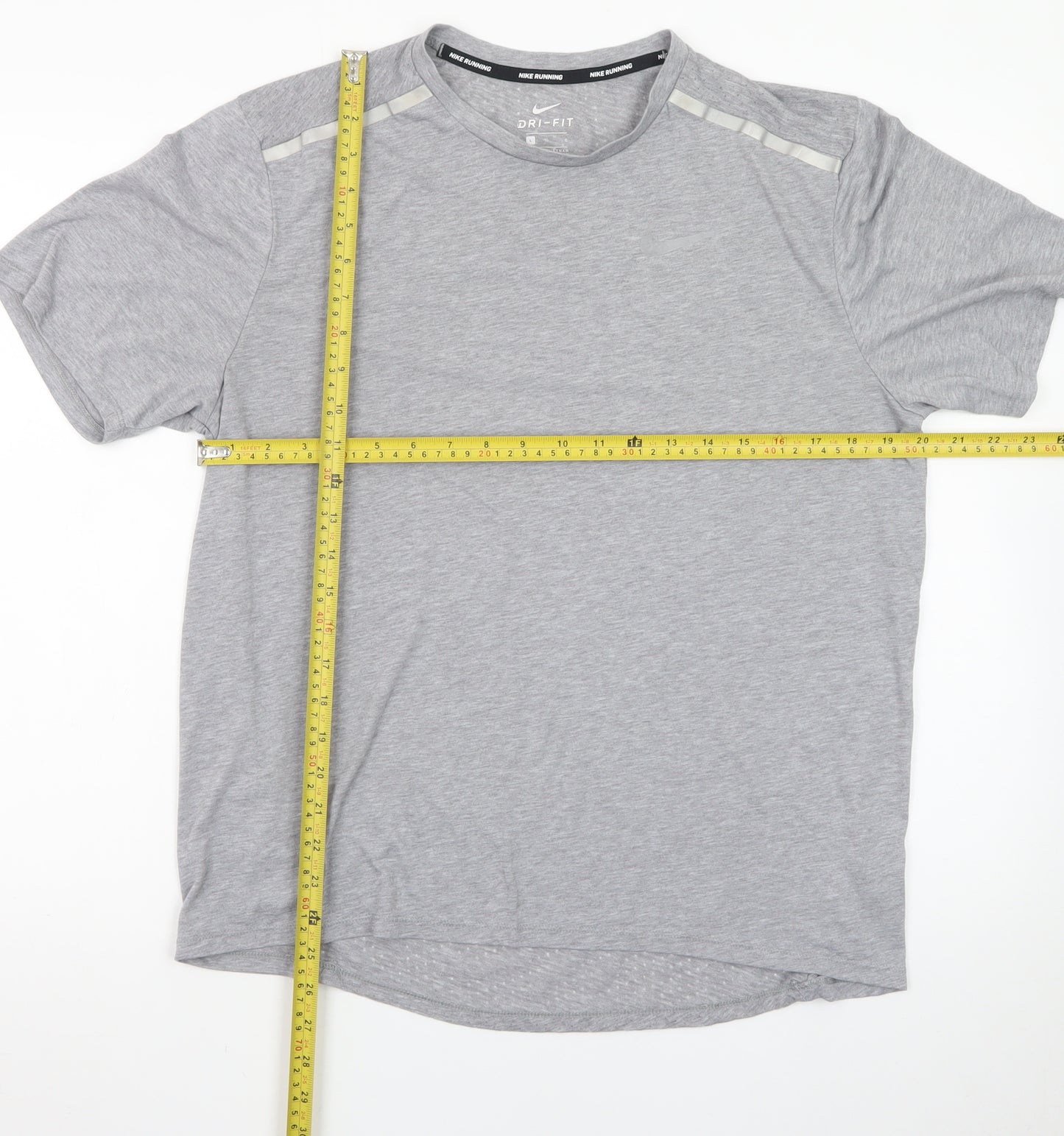 Nike Men's Grey Dri-Fit Running T-Shirt Size L Athletic Fit