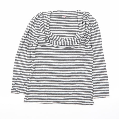 Phase Eight Women’s Grey Striped Cowl Neck Jersey Top Size 12