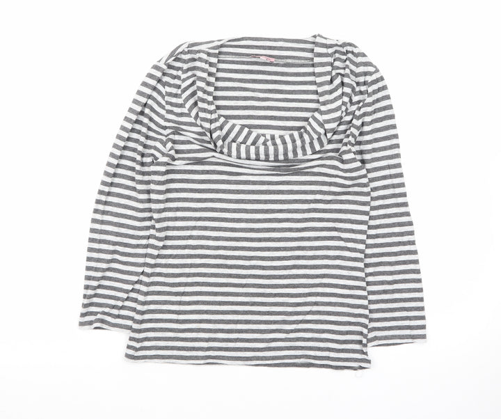 Phase Eight Women’s Grey Striped Cowl Neck Jersey Top Size 12
