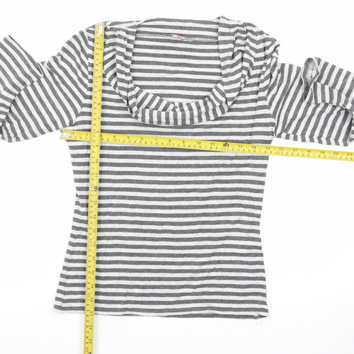 Phase Eight Women’s Grey Striped Cowl Neck Jersey Top Size 12