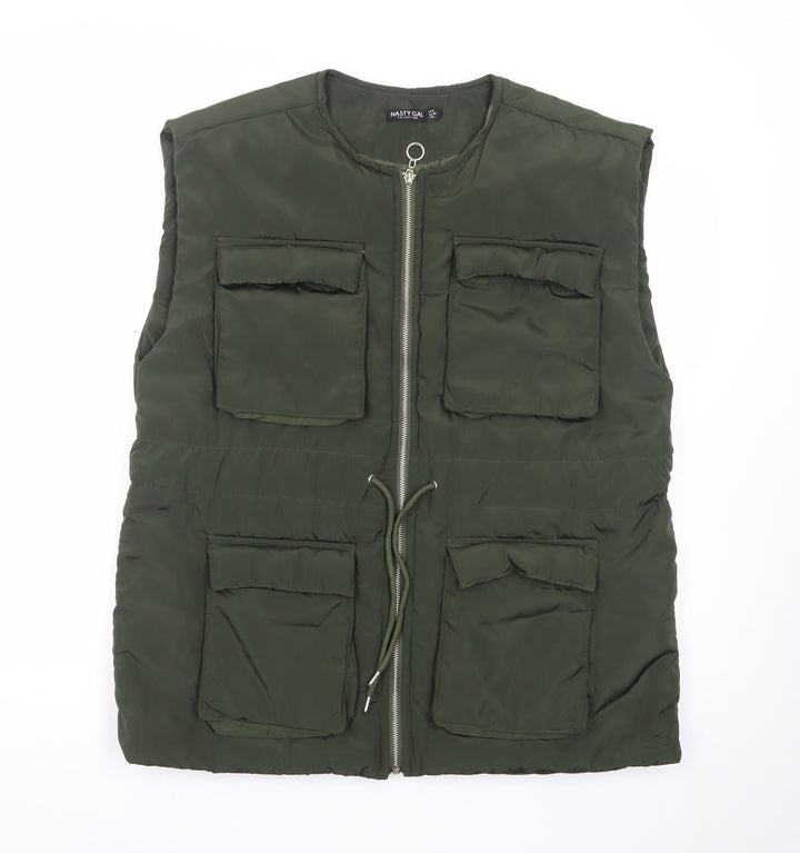 Nasty Gal Women Green Size 12 Padded Utility Waistcoat