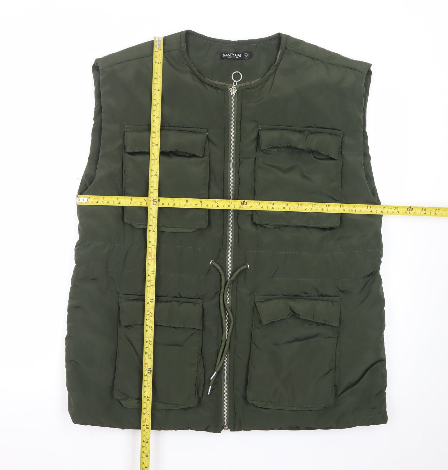 Nasty Gal Women Green Size 12 Padded Utility Waistcoat