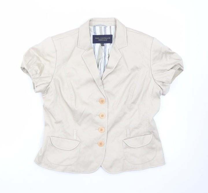 Paul Costelloe Dressage Women's Beige Short Sleeve Suit Jacket UK 12