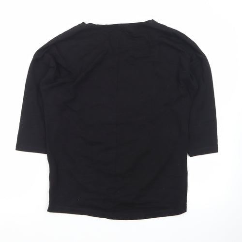 MEGI Collection Women's Black Abstract Print 3/4 Sleeve T-Shirt S