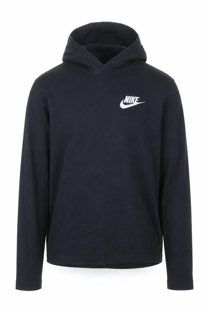Front view of Nike men’s black l pullover hoodie long sleeve sportswear