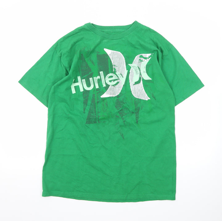 Hurley Men's Green Graphic Print Cotton Short Sleeve T-Shirt M