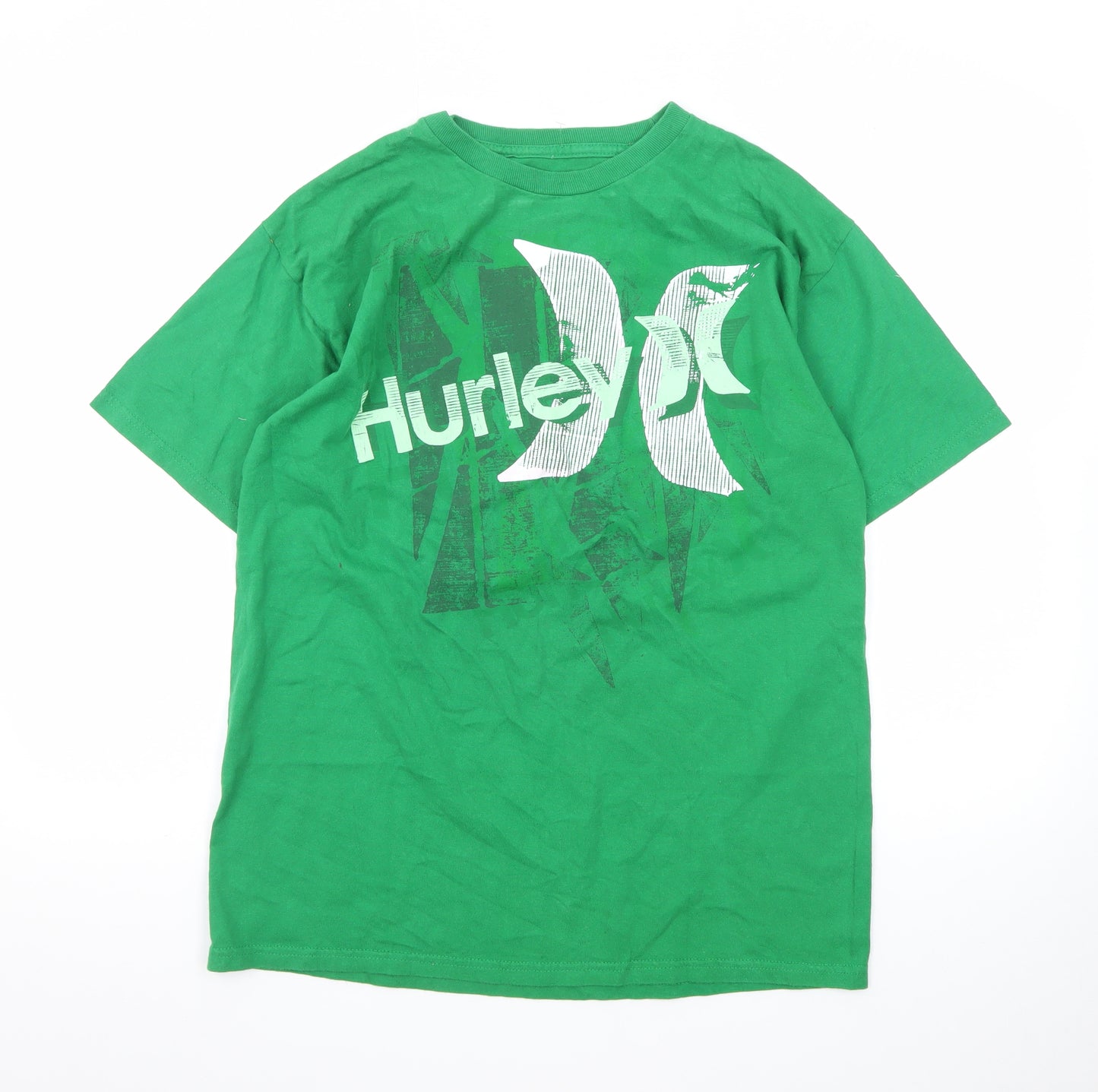 Hurley Men's Green Graphic Print Cotton Short Sleeve T-Shirt M
