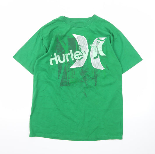Hurley Men's Green Graphic Print Cotton Short Sleeve T-Shirt M