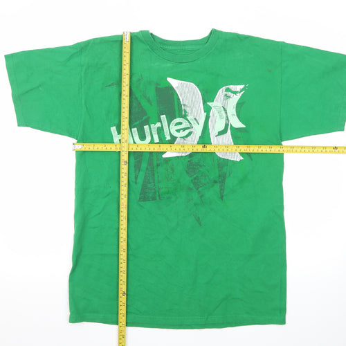 Hurley Men's Green Graphic Print Cotton Short Sleeve T-Shirt M