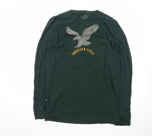 American Eagle Men’s Green Long Sleeve Athletic Fit T-Shirt MT