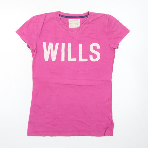 Jack Wills Womens Pink Basic Crew Neck Cotton T-Shirt Size 10