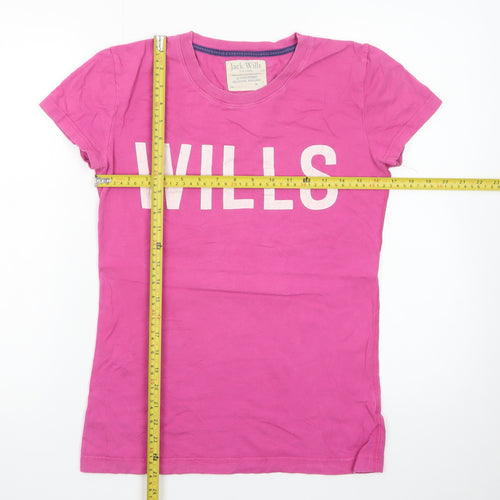 Jack Wills Womens Pink Basic Crew Neck Cotton T-Shirt Size 10