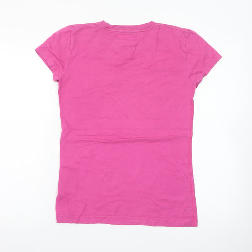 Jack Wills Womens Pink Basic Crew Neck Cotton T-Shirt Size 10