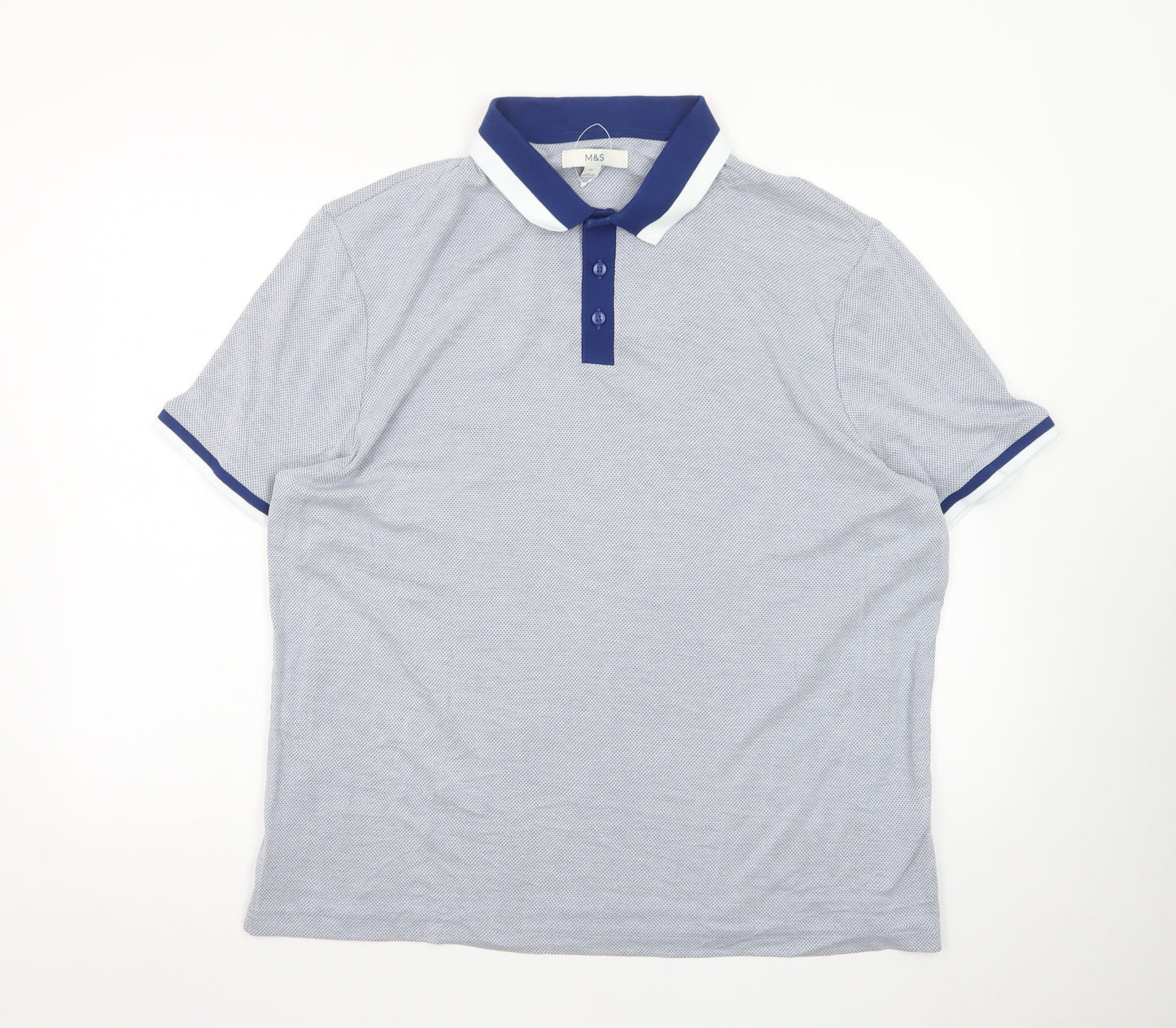 Marks and Spencer Men’s Blue XL Cotton Polo Shirt Regular Fit