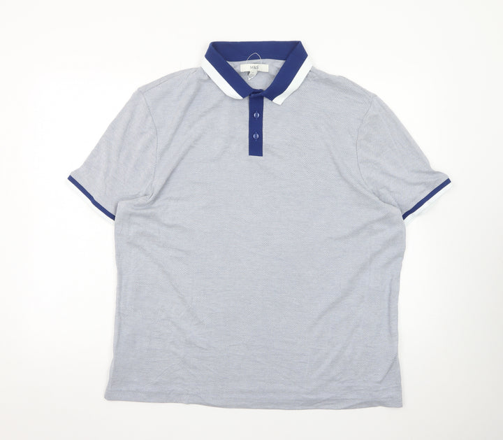 Marks and Spencer Men’s Blue XL Cotton Polo Shirt Regular Fit