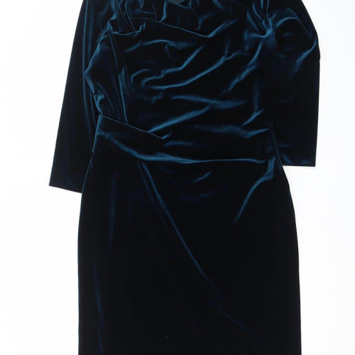 Precis Petite Women Blue Velvet Sheath Dress Size 12
